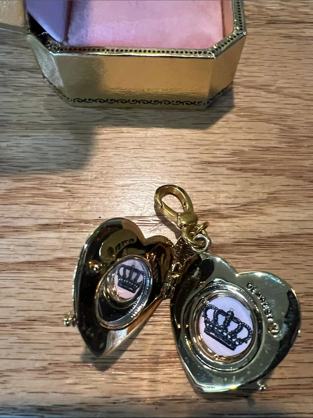 Juicy Couture Pink Heart Locket Necklace with Gold-Tone Accents - Picture 2 of 7
